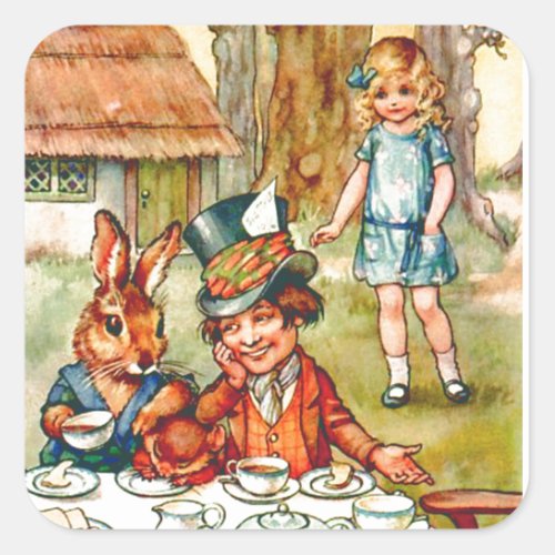 Mad Hatters Tea Party  _ Alice in Wonderland Square Sticker