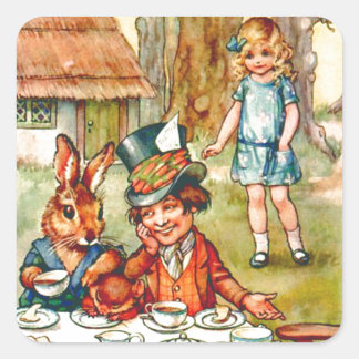 Mad Hatter's Tea Party - Alice in Wonderland Square Sticker