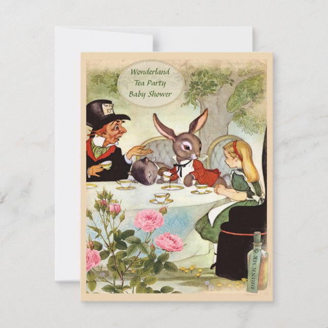 Mad Hatter's Tea Party Baby Shower Invitation (Front)