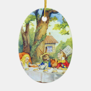 Mad Hatters Tea Party Color Ceramic Ornament