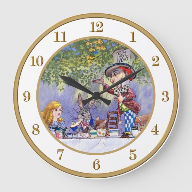 Mad Hatter's Tea Party from Alice In Wonderland Large Clock (Front)