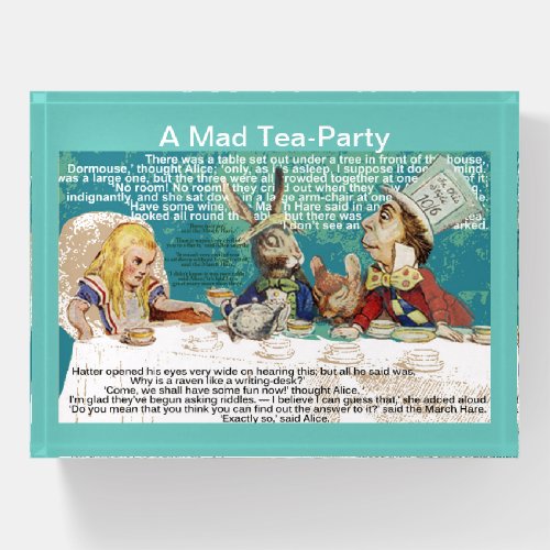 Mad Hatters Tea Party with  Alice Paperweight