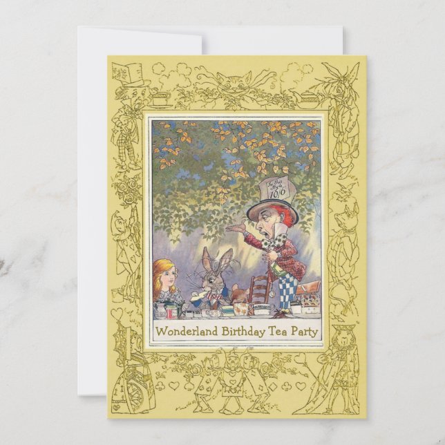 Mad Hatter's Wonderland Birthday Tea Party Invitation (Front)