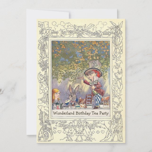 Mad Hatter's Wonderland Birthday Tea Party Invitation (Front)