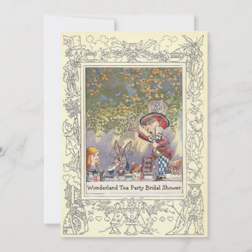 Mad Hatter's Wonderland Tea Party Bridal Shower Invitations