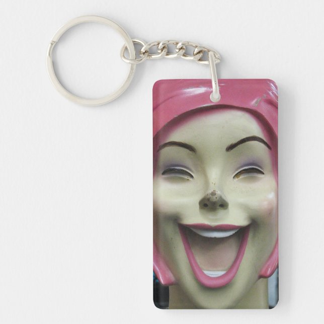 Mad Laughing Mannequin ~ Uncanny Valley Girl Keychain (Front)