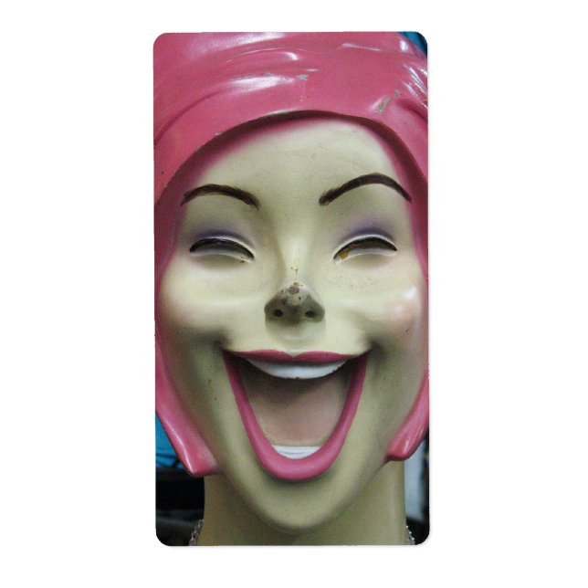 Mad Laughing Mannequin ~ Uncanny Valley Girl Label (Front)
