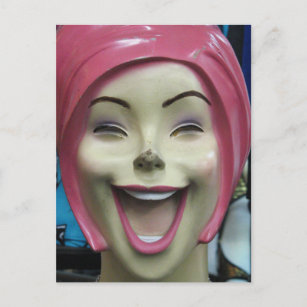 Mad Laughing Mannequin ~ Uncanny Valley Girl Postcard