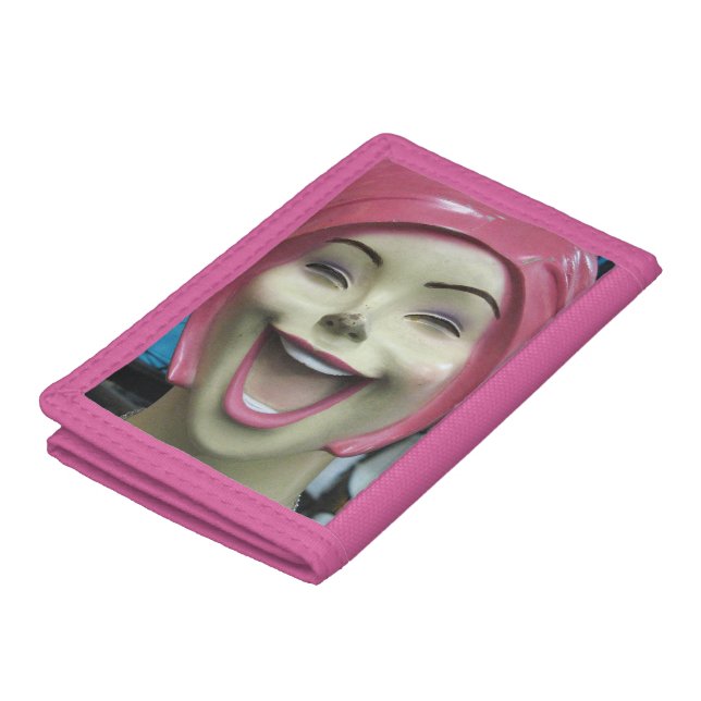 Mad Laughing Mannequin ~ Uncanny Valley Girl Trifold Wallet (Top)