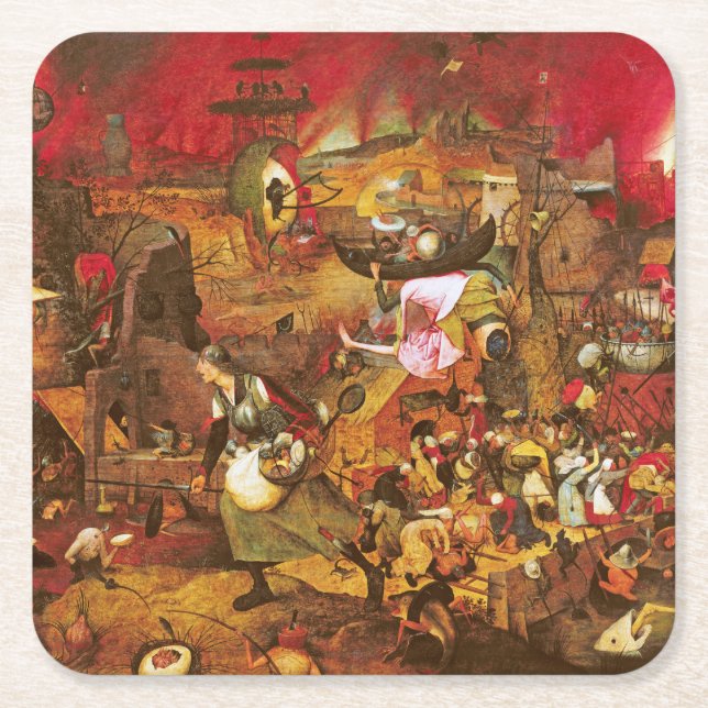 Mad Meg (Dull Gret), Pieter Bruegel Square Paper Coaster (Front)