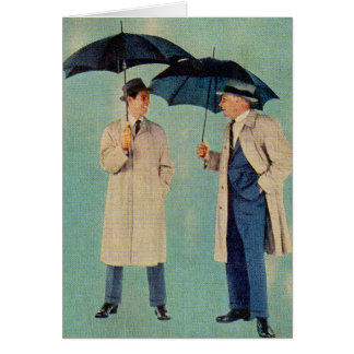 Mad Men era umbrella men Cards
