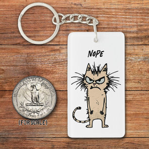 Mad Messy Cat Drawing Sarcastic Phrase Bag Charm Keychain