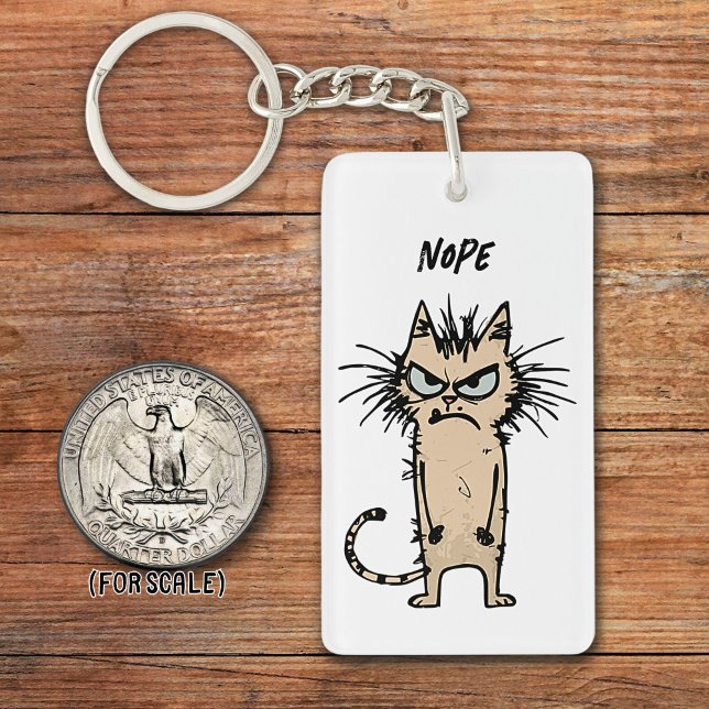 Mad Messy Cat Drawing Sarcastic Phrase Bag Charm Keychain (Creator Uploaded)