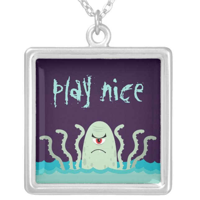 Mad Octopus Play Nice Silver Plated Necklace (Front)