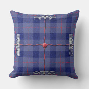 Mad Plaid in Blue Throw Pillow