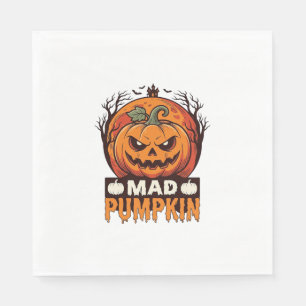 Mad Pumpkin Halloween Vintage Engraving Design_1 Napkins