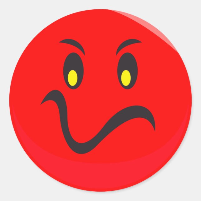 mad red face classic round sticker (Front)