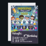 Mad Science Birthday  Invitation for Boy & Girl<br><div class="desc">Amaze your guests with this colorful science birthday party invitation,  featuring science elements such as experimental tools and scientists doing  experiments. Simply add your event details on this easy-to-use template to make it a one-of-a-kind invitation
See the store for matching items</div>