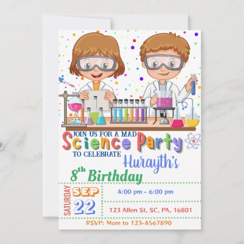 Mad Science Birthday Invitation for Twins 