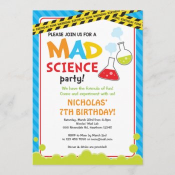 Mad Science Birthday Invitation / Mad Scientist by ApplePaperie at Zazzle