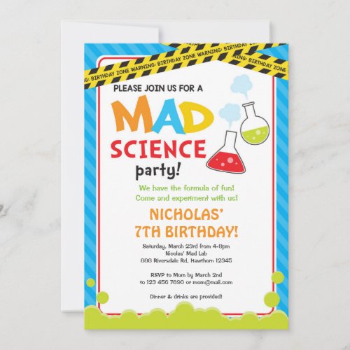 Mad Science Birthday Invitation  Mad Scientist