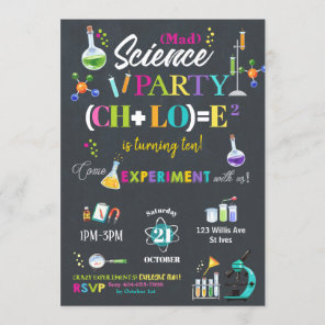 Mad Science Birthday Party Chalkboard Girl Invitation