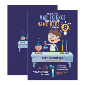 Mad Science Birthday Party Experiment Invitation