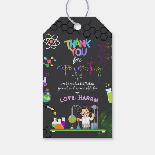 Mad Science Birthday Party Favor TagThank You Tag