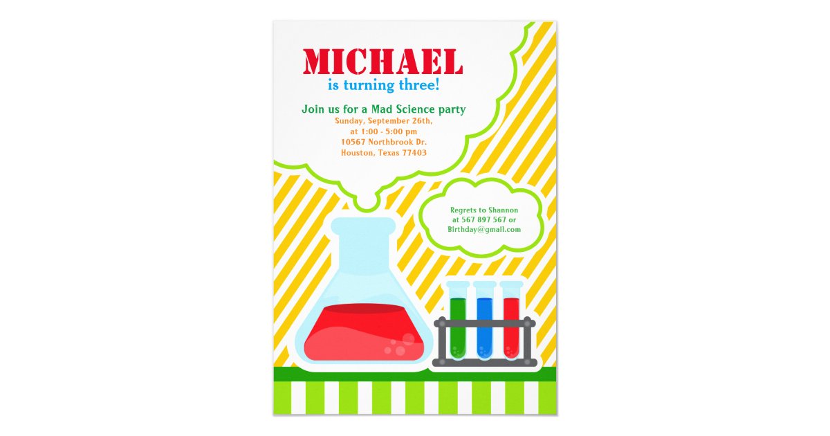 Mad Science Birthday Party Invitation | Zazzle.com
