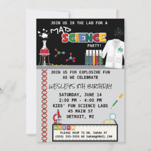 Mad Science Birthday Party Invitation