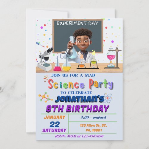 Mad Science Birthday Party Invitation for Boys 