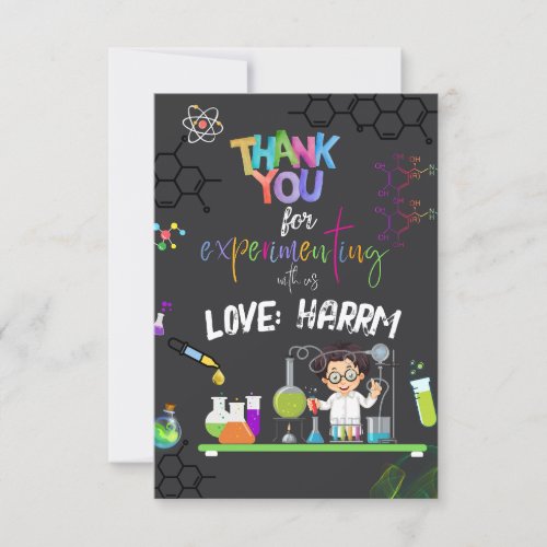 Mad Science Birthday Party thank you card