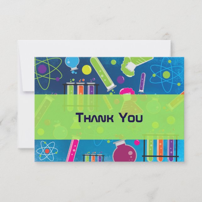 Mad Science Birthday Party Thank You Card (Front)