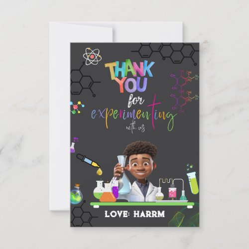 Mad Science Birthday Party thank you card