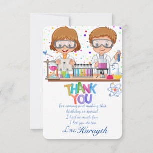 Mad Science Birthday Thank you card 