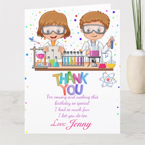 Mad Science Birthday Thank you card 