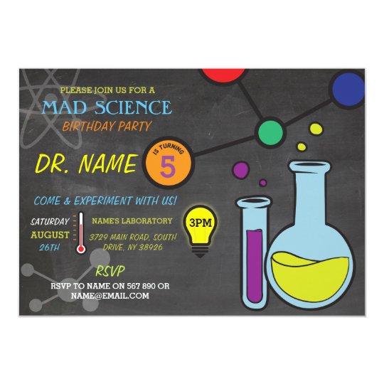Mad Science Boys girls Birthday Party Invitations | Zazzle.com
