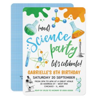 Mad Science Colorful Birthday Invitation