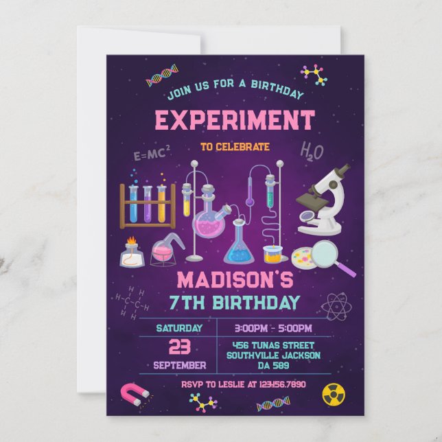 Mad Science Experiment Birthday Party Invitation (Front)