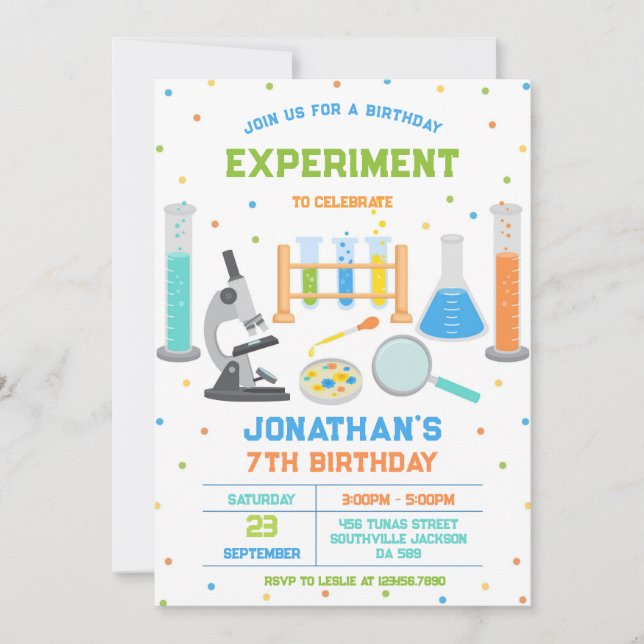 Mad Science Experiment Birthday Party Invitation (Front)