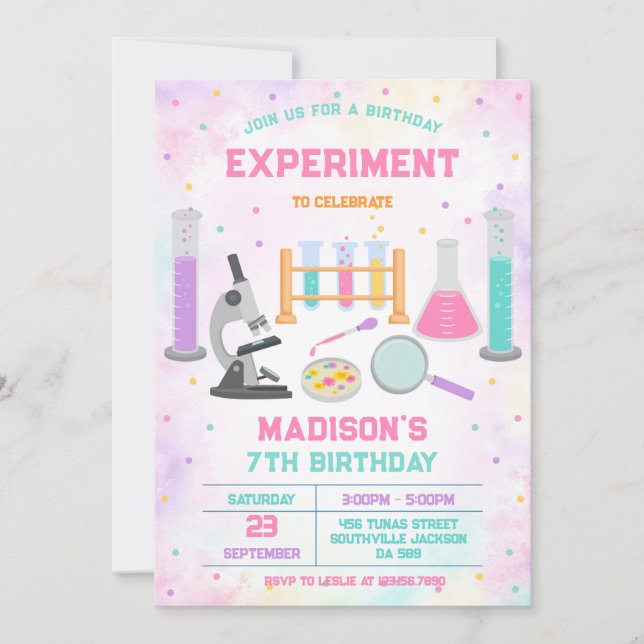Mad Science Experiment Birthday Party Invitation (Front)