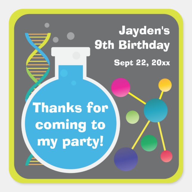 Mad Science Lab Birthday Party Favor Square Sticker (Front)