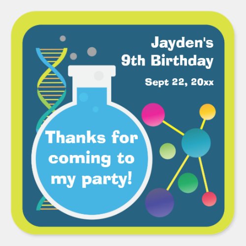 Mad Science Lab Birthday Party Favor Square Sticker