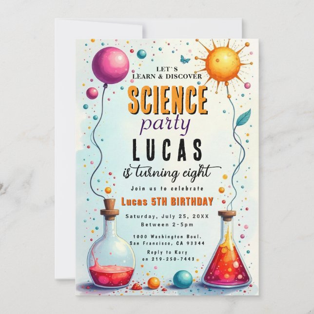 Mad Science Party Birthday Invitation (Front)
