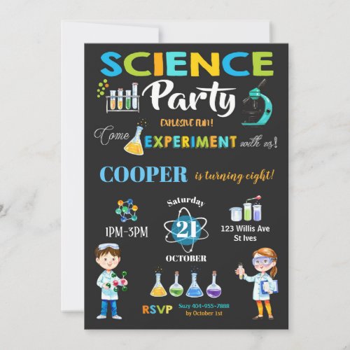 Mad Science Party Birthday Invitation Boy