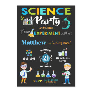 Mad Science Party Birthday Invitation Boy