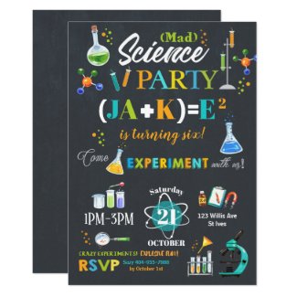Mad Science Party Birthday Invitation Boy