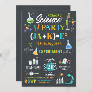 Mad Science Party Birthday Invitation Boy