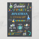 Mad Science Party Birthday Invitation Boy<br><div class="desc">Personalize this awesome science party invitation with your child's name,  age and party details easily and quickly,  simply press the customize it button to further re-arrange and format the style and placement of the text.  

(c) The Happy Cat Studio</div>
