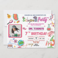 Mad Science Party Birthday Invitation For Girls